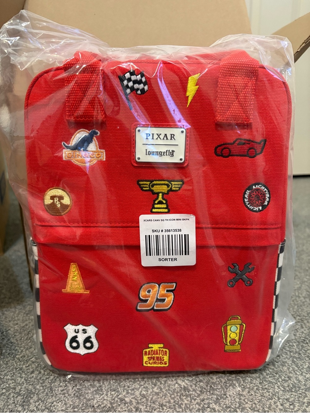 Loungefly Red Pixar 'Cars' Patch Mini Backpack